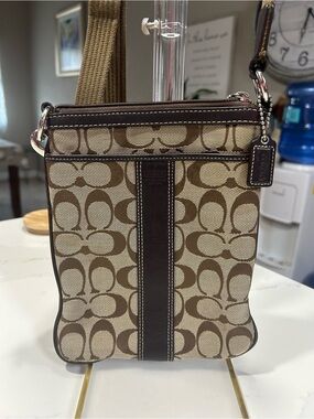 Coach Brown Khaki Signature Canvas Crossbody